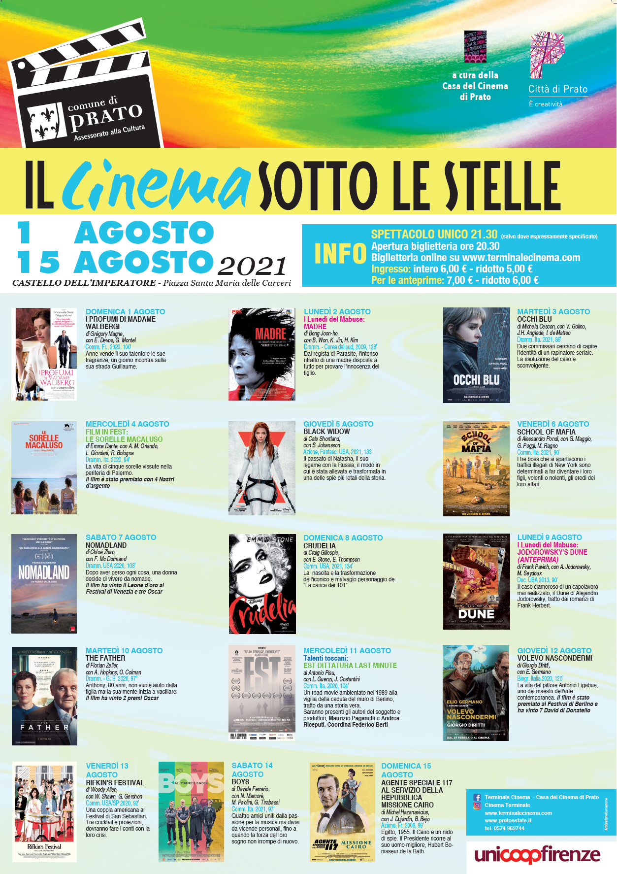Cinema al Castello 2021. Il programma dal 1 al 15 agosto